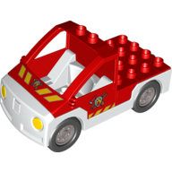 Duplo Truck Pickup Flatbed with White Base, and Fire Dept. Logo Print Red