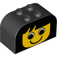 Brick Curved 2 × 4 × 2 Double with Yellow Girl Face Print