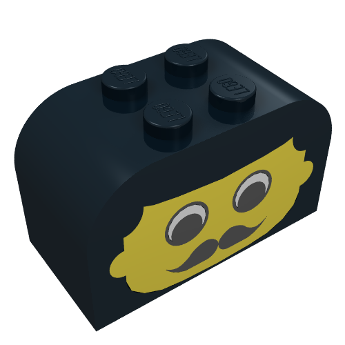 Brick Curved 2 × 4 × 2 Double with Face/Moustache Print
