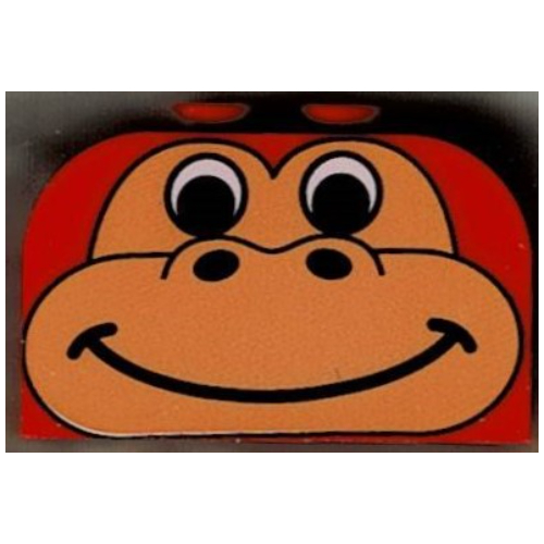 Brick Curved 2 × 4 × 2 Double with Medium Orange Gorilla / Dinosaur Face Print Rot