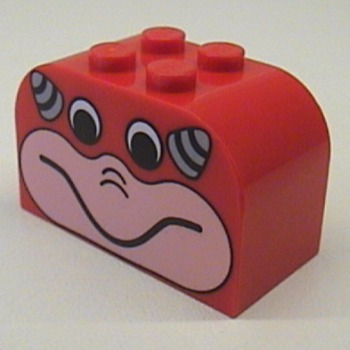 Brick Curved 2 × 4 × 2 Double with Face and Horns Print Rot