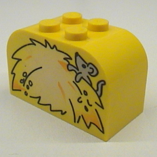 Brick Curved 2 × 4 × 2 Double with Haystack and Mouse Print Gelb