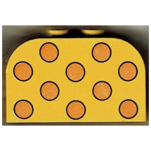 Brick Curved 2 × 4 × 2 Double with Dots Medium Orange Print Gelb