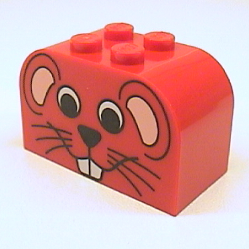 Brick Curved 2 × 4 × 2 Double with Mouse Face Print Rot