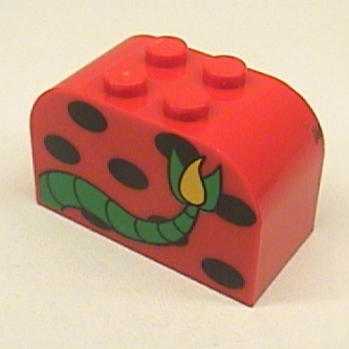 Brick Curved 2 × 4 × 2 Double with Monster Spots and Tail Print Rot