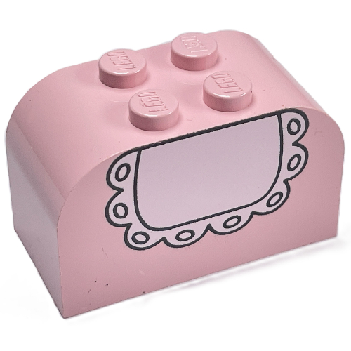 Brick Curved 2 × 4 × 2 Double with Baby Bib Print Hellrosa
