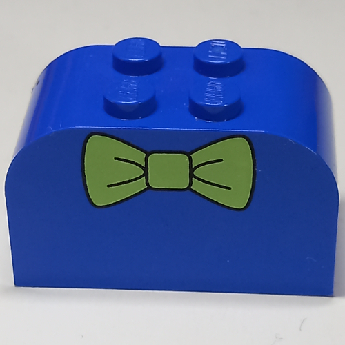 Brick Curved 2 × 4 × 2 Double with Green Bow Tie Print Blue