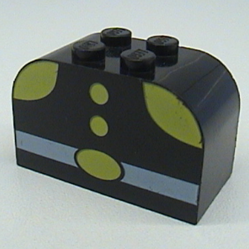 Brick Curved 2 × 4 × 2 Double with Fireman Torso Print Schwarz