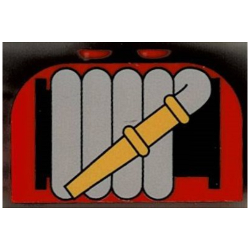 Brick Curved 2 × 4 × 2 Double with Fire Hose on Reel Print Rot