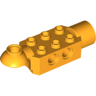 Technic Brick Special 2 × 3 with Pin Holes, Rotation Joint Ball Half [Horizontal Top], Rotation Joint Socket Leuchtendes Hellorange