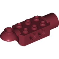 Technic Brick Special 2 × 3 with Pin Holes, Rotation Joint Ball Half [Horizontal Top], Rotation Joint Socket Dark Red