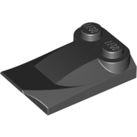 Brick Wedged, Curved 2 × 3 × 2/3 Two Studs, Wing End Black
