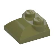 Brick Curved 2 × 2 × 2/3 Two Studs and Curved Slope End Olive Green