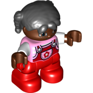 Duplo Figure Child with Pigtails Black, with Red Legs Leuchtrosa