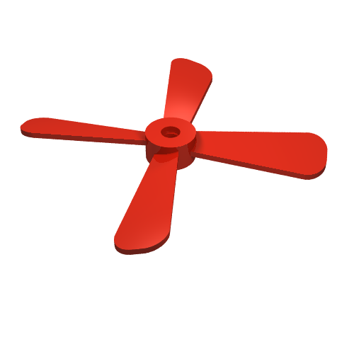 Propeller 4 Blade 13 Diameter without Studs in Red