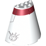 Cone Half 8 × 4 × 6 with Dark Red Stripe Tantive Bridge Bottom Print White