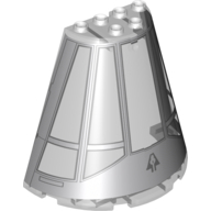 Cone Half 8 × 4 × 6 with Light Bluish Gray Cockpit Print Trans-Clear