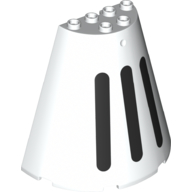Cone Half 8 × 4 × 6 with 3 Black Lines/Stripes print White
