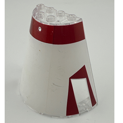 Cone Half 8 × 4 × 6 with Dark Red Stripe Tantive Bridge Top Print Transparent