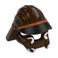 Helmet Skiff Guard with Black Visor, White Fangs print Dark Brown