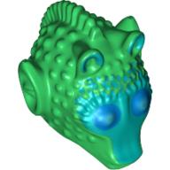 Minifig Head Special, Rodian with Light Turquoise Face and Blue Eyes Print (Onaconda Farr) Grün