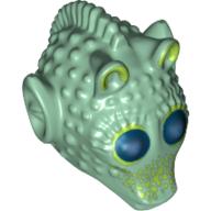 Minifig Head Special, Rodian with Light Green Patches and Dark Blue Eyes Print (Wald) Sandgrün