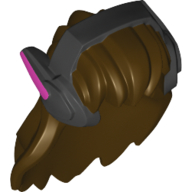 Hair with Headset, Long, Black Headset with Magenta Markings Pattern Dark Brown