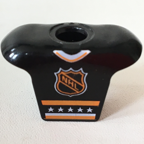Minifig Neckwear Sports Hockey Body Armor with NHL Logo and White '1' Print Black
