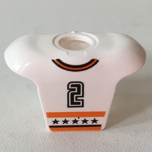 Minifig Neckwear Sports Hockey Body Armor with NHL Logo and Black '2' Print White