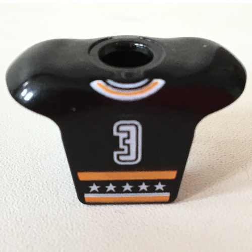 Minifig Neckwear Sports Hockey Body Armor with NHL Logo and White '3' Print Schwarz