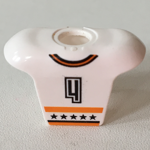 Minifig Neckwear Sports Hockey Body Armor with NHL Logo and Black '4' Print Weiß