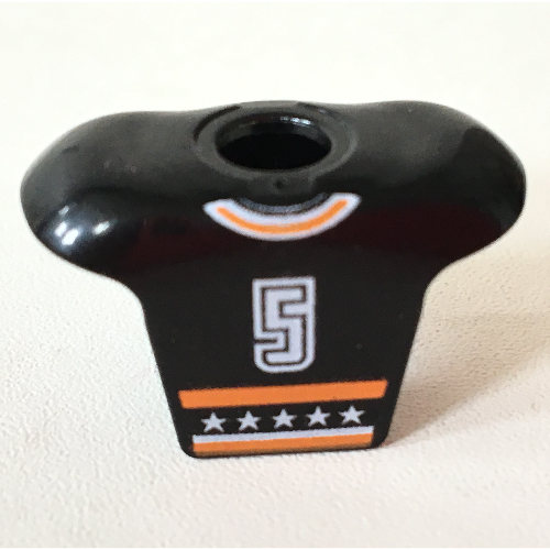 Minifig Neckwear Sports Hockey Body Armor with NHL Logo and White '5' Print Black