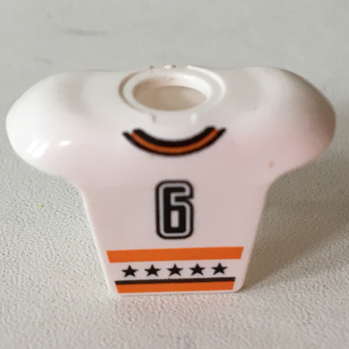 Minifig Neckwear Sports Hockey Body Armor with NHL Logo and Black '6' Print Weiß