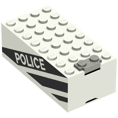 Battery Box, 9V Small [Complete Assembly] with 'POLICE' and Black Stripes Print Weiß
