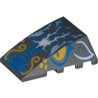 Brick Wedged, Curved 4 × 4 No Top Studs with Dragon Head and Blue Lightning Print Schwarz