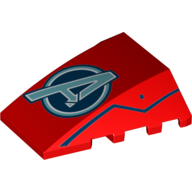 Brick Wedged, Curved 4 × 4 No Top Studs with Avengers 'A' Logo Print Rot