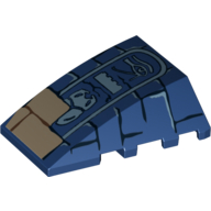 Brick Wedged, Curved 4 × 4 No Top Studs with Bricks and Hieroglyphs Print (Scarab Abdomen) Dark Blue