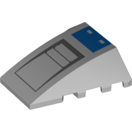 Brick Wedged, Curved 4 × 4 No Top Studs with Blue/Dark Bluish Grey Shapes Print Light Bluish Gray