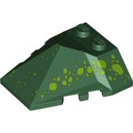 Brick Wedged, Sloped 4 × 4 Pyramid Centre with Green Scale Print Dark Green