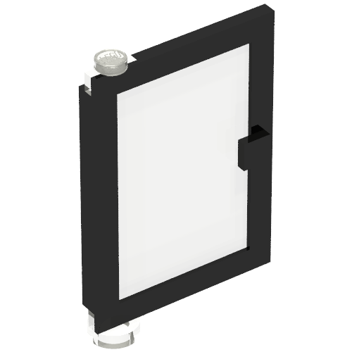 Tür 1 × 4 × 5 links mit transparent Glas Schwarz
