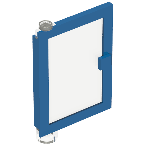 Tür 1 × 4 × 5 links mit transparent Glas Blau