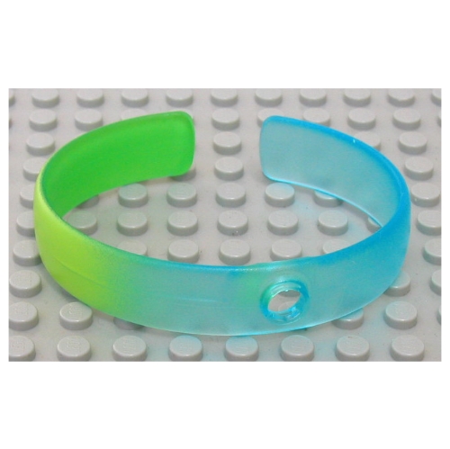 Clikits Bracelet, Bangle with Hole, Marbled Bright Green Pattern Trans-Light Blue