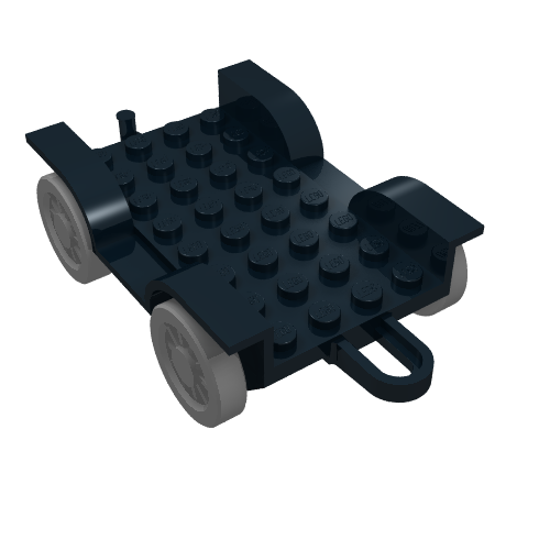 Fabuland, Vehicle Base, Car Chassis 8 × 6 with Hitch [Complete Assembly] Black