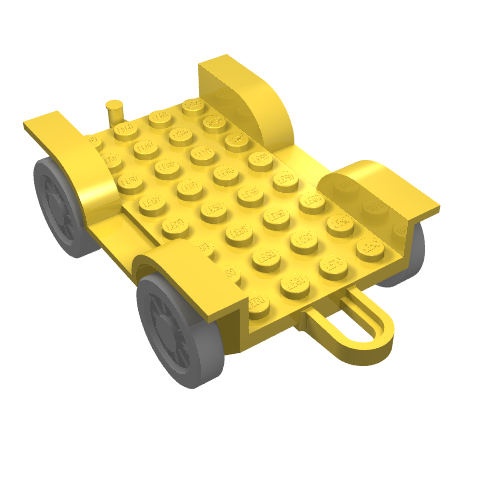 Fabuland, Vehicle Base, Car Chassis 8 × 6 with Hitch [Complete Assembly] Yellow