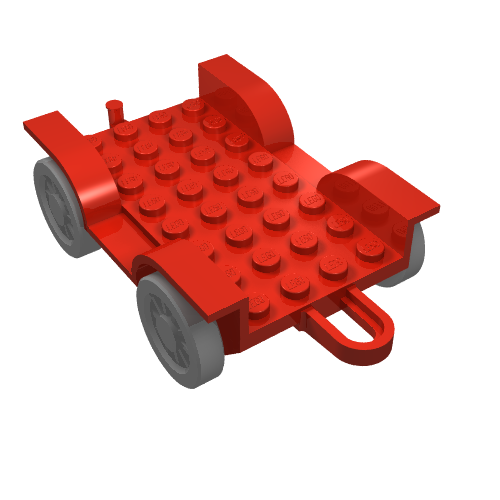 Fabuland, Vehicle Base, Car Chassis 8 × 6 with Hitch [Complete Assembly] Red