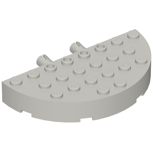 Brick Round Corner 4 × 8 Full Brick Double with 2 Fixed Rotatable Friction Pins [aka Boat Brick] Hellblaugrau