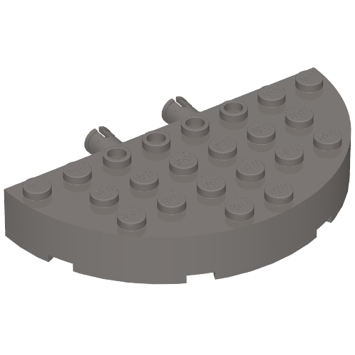 Brick Round Corner 4 × 8 Full Brick Double with 2 Fixed Rotatable Friction Pins [aka Boat Brick] Dunkelblaugrau