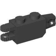 Hinge Brick 1 × 2 Locking with 1 Finger Vertical End and 2 Fingers Horizontal End Schwarz