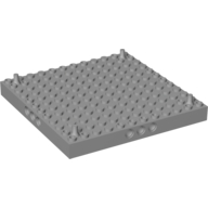 Brick Special 12 × 12 with 3 Pin Holes on Each Side and Vertical Peg at Each Corner Light Bluish Gray