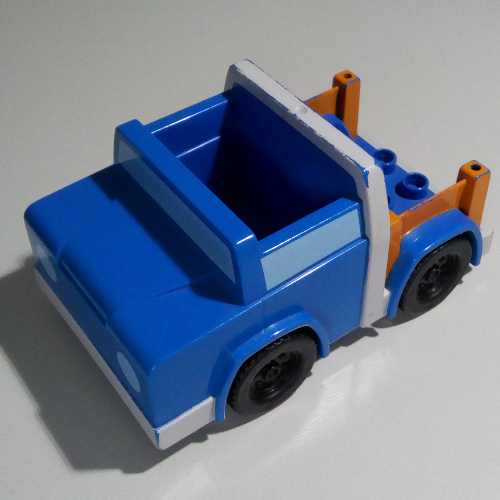 Duplo Truck Pickup with White Bumpers and Earth Orange Bed Sides Blue